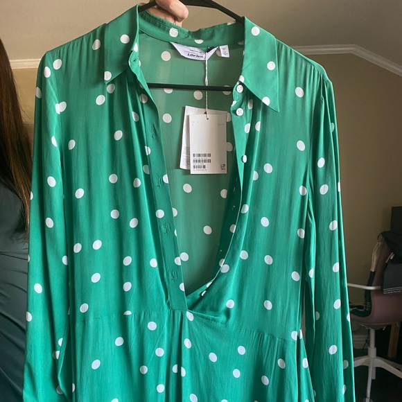 and other stories green polka dot dress Joanie Green Polka Dot Midi Dress UK 12